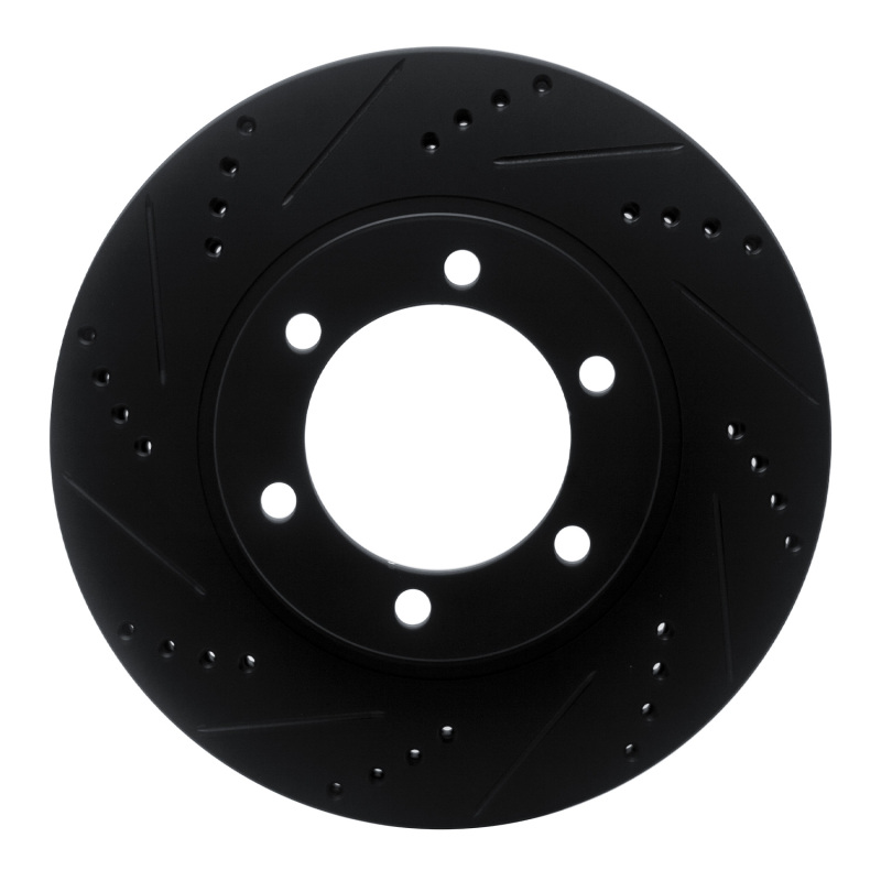 Lexus GX470 Brake Rotor (1) - Front Left - R1 Concepts - Drilled & Slotted - Black - `03-`09